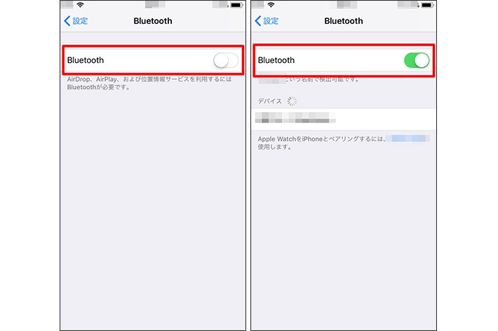 iPhoneのBluetooth設定の説明図