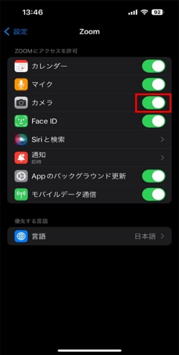 iPhoneの設定内「Zoom」表示画面